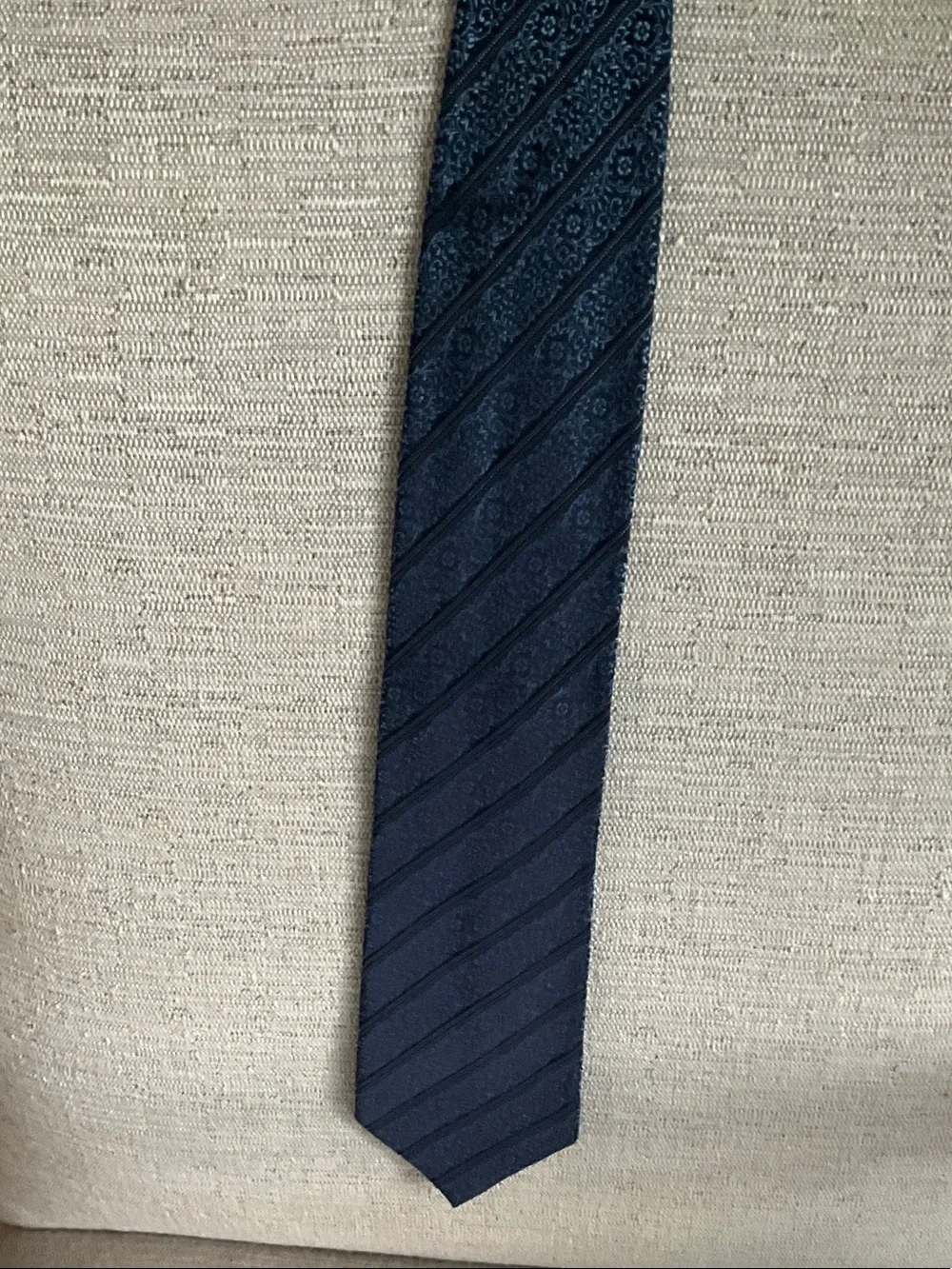 Ermenegildo Zegna Navy Diagonal Paisley Textured Tie